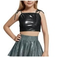 thumbnail image 1 of Diufon Girls Sparkly Tops Sleeveless Bow Tie Glitter Party Tank Crop Tops Performance Dance Vests for Teen, 1 of 4