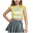 thumbnail image 1 of Diufon Girls Sparkly Tops Trendy Bow Tie Strap Glitter Party Crop Tops Performance Dance Vests for Teen, 1 of 5