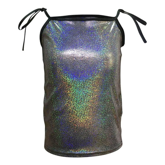 Diufon Girls Sparkly Tops Trendy Sleeveless Glitter Party Tank Crop Tops Performance Dance Vests for Teen Girl