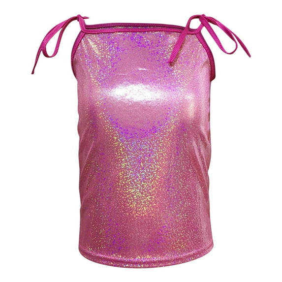Diufon Girls Sparkly Tops Trendy Sleeveless Glitter Party Tank Crop Tops Performance Dance Vests for Teen Girl