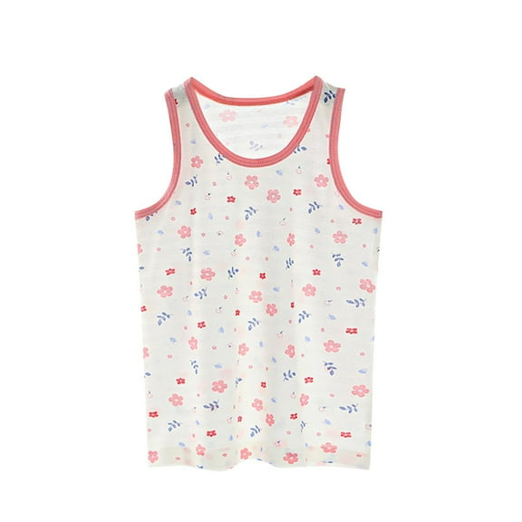 Diufon Girls Tank Tops Casual Summer Sleeveless Floral Printed Crewneck Vest Soft Cotton Bottom Suspenders