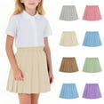 thumbnail image 1 of Diufon Girls Uniform Skirts Kids High Waist A-line Pleated Skorts Girls Solid Color Mini Skirts with Shorts, 1 of 8