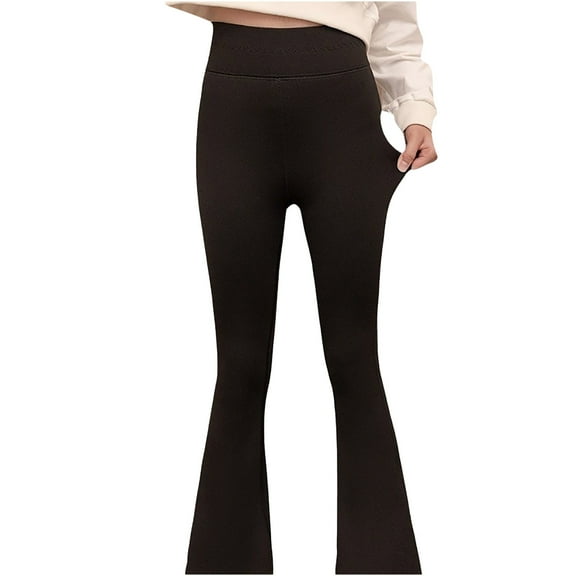 Diufon Girls Yoga Flared Leggings Little Kids Stretchy Padded Thickened Warm Elastic Waist Sports Running Pants