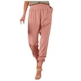 thumbnail image 1 of Diufon High Waist Straight Pants for Women Casual Solid Color Lounge Pants with Pockets Pleated Wide Leg Pants, 1 of 7
