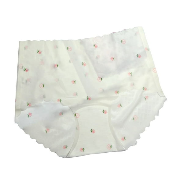 Diufon High Waist Underwear for Women Soft Full Coverage Panties Ladies Breathable Stretch Strawberry Printed Briefs