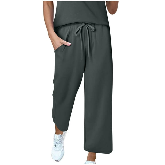 Diufon High Waisted Pants for Women Wide Leg Loose Yoga Lounge Pants for Athletic Workout Gym with Pockets