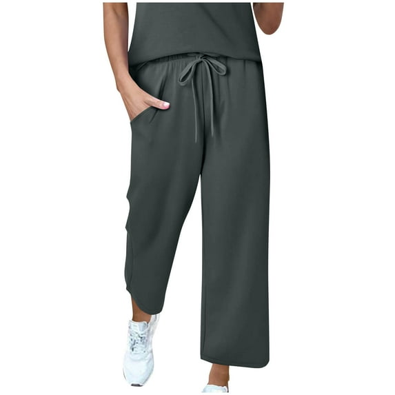 Diufon High Waisted Pants for Women Wide Leg Loose Yoga Lounge Pants for Athletic Workout Gym with Pockets