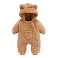 thumbnail image 1 of Diufon Infant Baby Boy Girl Bodysuit Fall Winter Fleece Thickened Warm Hoodie Jumpsuit Side Button Outwear Romper, 1 of 6