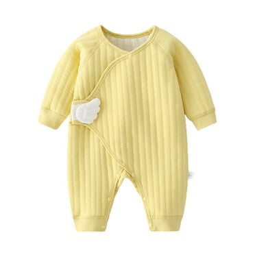 Diufon Infant Baby Boy Girl Bodysuit Long Sleeve Side Closure Romper Newborn Button Down Solid Color Clothes