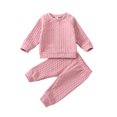 thumbnail image 1 of Diufon Infant Baby Boy Girl Clothes Sets Long Sleeve Tops and Elastic Waist Pants Fall Winter 2 Piece Tracksuits, 1 of 7