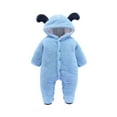 thumbnail image 1 of Diufon Infant Baby Boy Girl Fleece Romper Fall Winter Hoodie Thickened Warm Bodysuit Button Footie Jumpsuit, 1 of 7