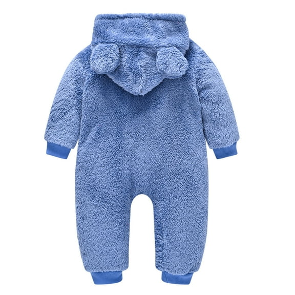 Diufon Infant Baby Boy Girl Fleece Romper Fall Winter Long Sleeve Thickened Warm Side Zipper Hoodie Bodysuit