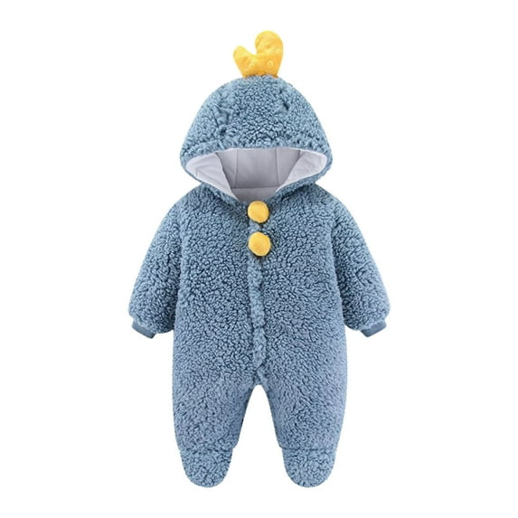 Diufon Infant Baby Boy Girl Fleece Romper Long Sleeve Hoodie Thickened Warm Side Zipper Footie Snowsuit