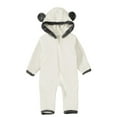 thumbnail image 1 of Diufon Infant Baby Boy Girl Fleece Romper Long Sleeve Hoodie Thickened Warm Zipper Up Footie Snowsuit, 1 of 7