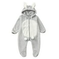 thumbnail image 1 of Diufon Infant Baby Boy Girl Fleece Romper Long Sleeve Thickened Warm Zipper Hoodie Jumpsuit Footie Bodysuit, 1 of 7