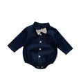 thumbnail image 1 of Diufon Infant Baby Boys Dress Shirt Bodysuit Formal Long Sleeve Wedding Romper Newborn Bow Tie Button Jumpsuit, 1 of 5
