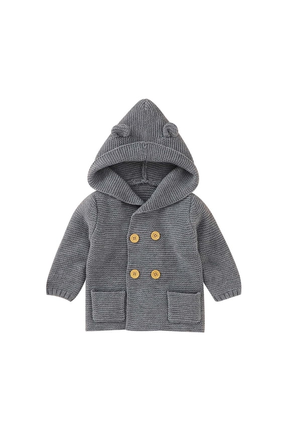 Infant Baby Girls Boys Sweater for Spring Kids Single-Breasted Knit Outwear Long Sleeve Knitted Top (6-12 Months, Gray)