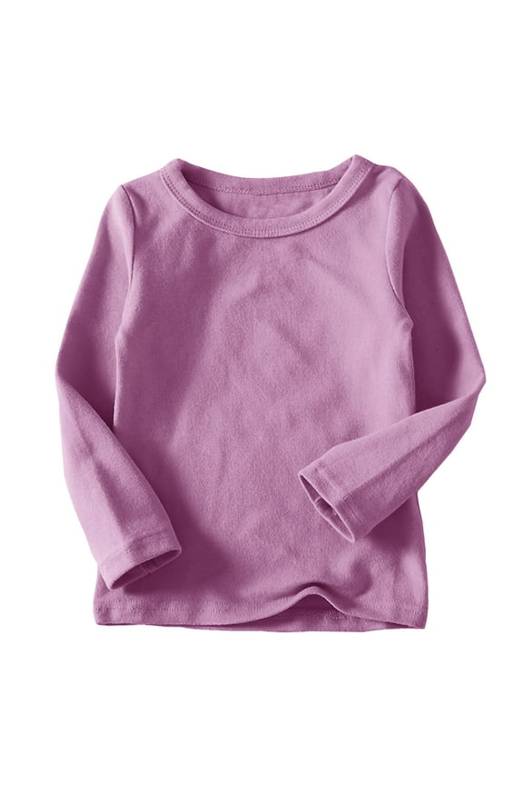 Infants Long Sleeve Tshirts Toddler Cotton Tshirt Round Neck Undershirts for Girls Boys