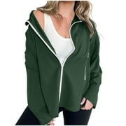 DIUFON Jackets fro Women Full Zip Up Long Sleeve Oversized Sweatshirts Casual Loose Coats with Pockets