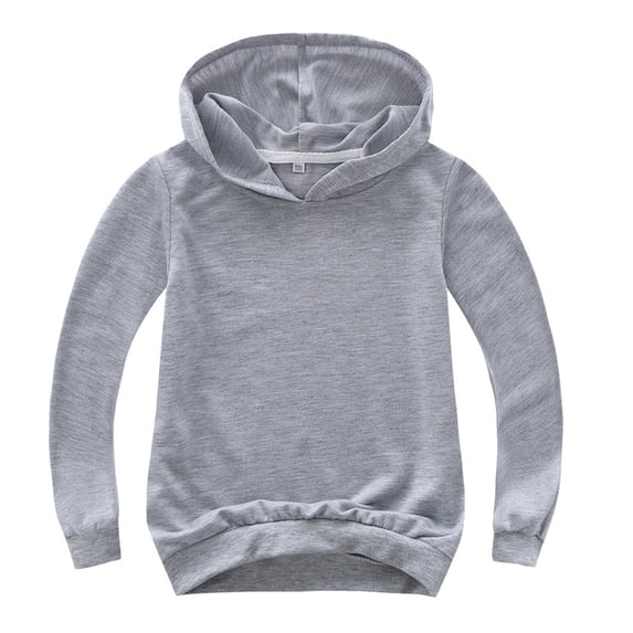 Diufon Kids Baby Boys Girls Pullover Sweatshirt Top Spring Long Sleeve Hoodies Solid Color Loose Trackshirt (9-10 Years, Gray)