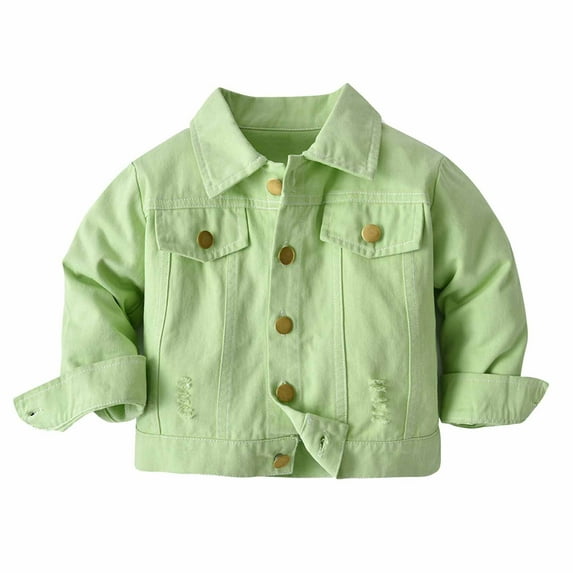 Diufon Kids Boys Denim Jackets Lapel Button Long Sleeve Coats Fall Casual Shirts with Pockets
