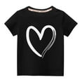 thumbnail image 1 of Diufon Kids Boys and Girls T-Shirt Spring Summer Short Sleeve Shirt Heart Printed Crew Neck Pullover Top (3-4 Years, Black), 1 of 3