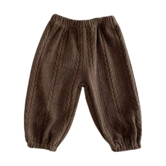 Diufon Unisex Boys Girls Knitted Pants Cotton Lantern Thin Warm Cropped Pants Elastic Waist Loose Long Trousers for Baby