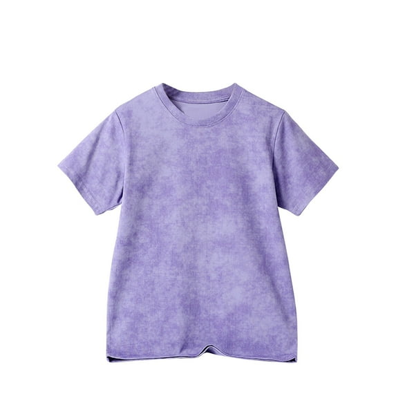 Diufon Kids Cotton Tees Trendy Tie-Dye Gradient Print Tops Summer Round Neck Short Sleeve T-Shirts
