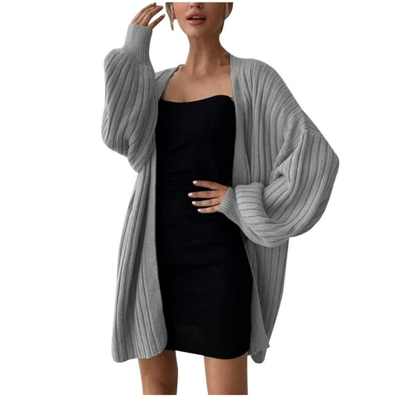 Diufon Knit Cotton Cardigan Coats for Women Fall Casual Solid Color Sweaters Long Sleeve Blouses