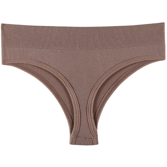 Diufon Knit Womens Briefs Elastic Midi Waist Full Coverage Underpants Solid Color Panties