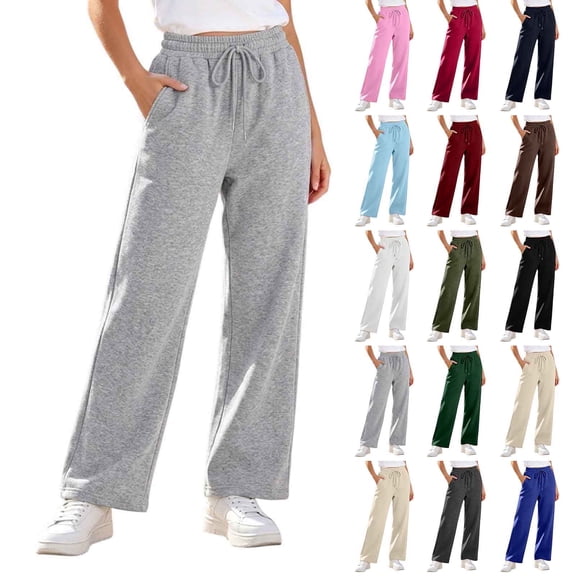 Diufon Sweatpants for Women Baggy Drawstring High Waist Fleece-lined Pants Fall Winter Warm Pants with Pockets