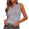 thumbnail image 1 of Diufon Knit Womens Tank Tops Summer Solid Color Side Pleated Vest V Neck Sleeveless Breathable Tops, 1 of 7