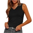 thumbnail image 1 of Diufon Knit Womens Tank Tops Summer Solid Color Side Pleated Vest V Neck Sleeveless Breathable Tops, 1 of 7