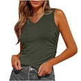 thumbnail image 1 of Diufon Knit Womens Tank Tops Summer Solid Color Side Pleated Vest V Neck Sleeveless Breathable Tops, 1 of 7