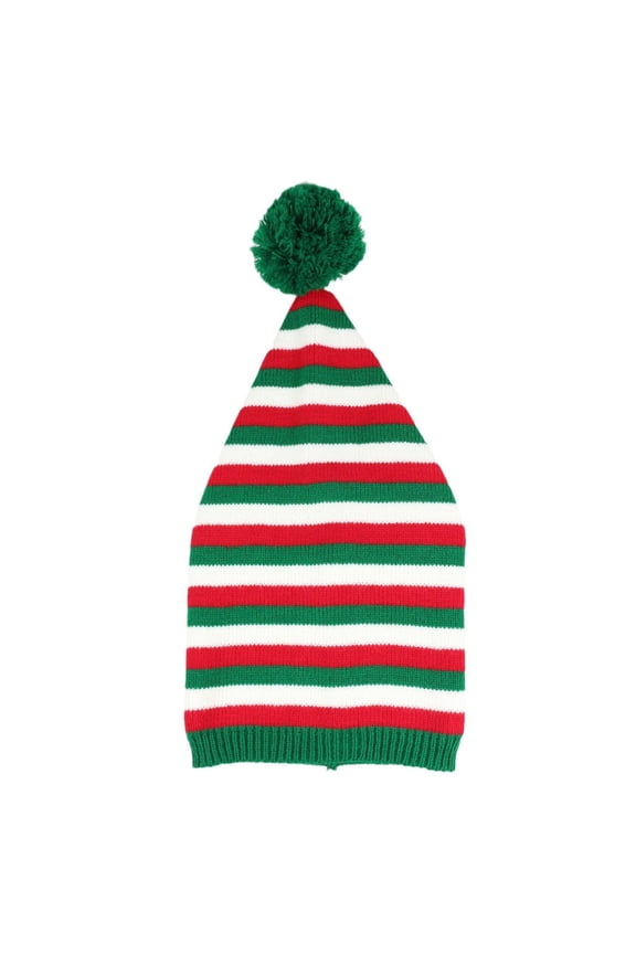 Knitted Christmas Hat for Adults Colorful Stripes Stretch Santa Party Cap Winter Warm Hat