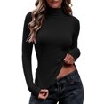 thumbnail image 1 of Diufon Layering Tops for Women Soft Brushed Thermal Long Sleeve Turtleneck Shirts Stretchy Going Out Slim Fitted Clothes, 1 of 9