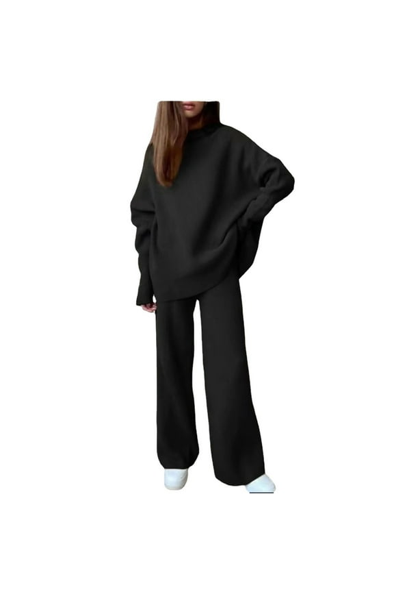 Leisure Wear for Women Clothing Sets Loose Long Sleeve Pullover Wide-Leg Pants Lounge Sets
