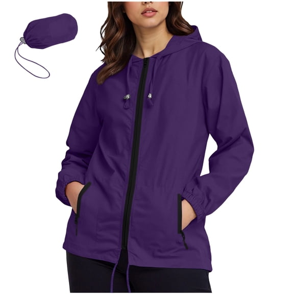 Diufon Lightweight Rain Jacket Women Waterproof Windbreaker Jackets lightweight Portable Coat with Zip Pockets