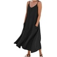 thumbnail image 1 of Diufon Linen Dresses for Women Summer Casual Loose Sleeveless Dress Solid Color Long Maxi Dress with Pockets, 1 of 6