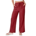 thumbnail image 1 of Diufon Linen Pants Women Summer Drawstring High Waisted Palazzo Pants with Pockets Casual Wide Leg Trousers, 1 of 10