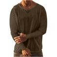 thumbnail image 1 of Diufon Linen Shirts for Men Casual Long Sleeve Solid Color Lightweight Crewneck Shirts Fashion Pullover Tops, 1 of 7