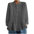 thumbnail image 1 of Diufon Linen Shirts for Women Casual Lightweight Long Sleeve Loose Pleated Button Down Shirt Spring Fashion Tees, 1 of 7