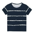 thumbnail image 1 of Diufon Little Girls Casual Short Sleeve Tops Trendy Striped Printed Tee Shirts Kids Crewneck Tops for Spring Summer, 1 of 5