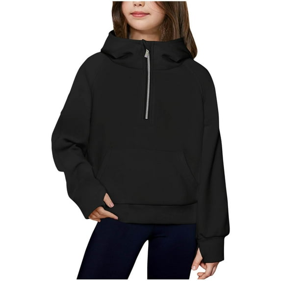 Diufon Little Kids Sweatshirt Boys Girls Turtleneck Half Zipper Long Sleeve Warm Pullover Tops with Pockets