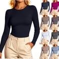 thumbnail image 1 of Diufon Long Sleeve Crop Tops for Women Crewneck Going Out Slim Fitted Basic Shirts Fall Fashion Base-Layer Shirts, 1 of 7
