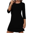 thumbnail image 1 of Diufon Nightgowns for Women Solid Color 3/4 Sleeve Crewneck Nightdress Casual Oversized Loose Home Sleepwear, 1 of 8