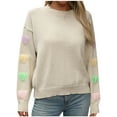 thumbnail image 1 of Diufon Long Sleeve Sweaters for Women Fall Round Neck Pullover Tops Trendy Heart Printed Blouses, 1 of 5