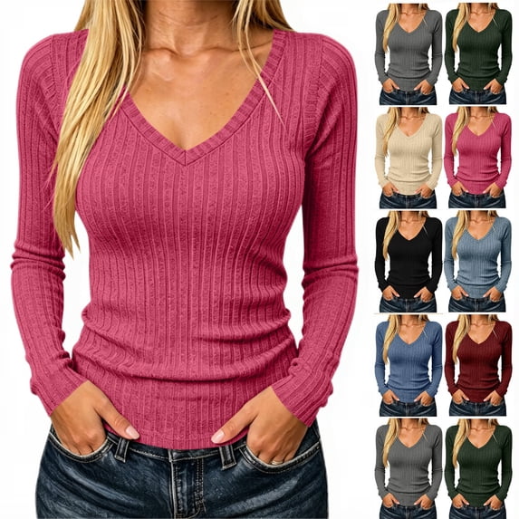 Diufon Long Sleeve Thermal Shirts for Women Fall Fashion Lightweight Casual Pullover Tops Knitted Tunic Sweaters