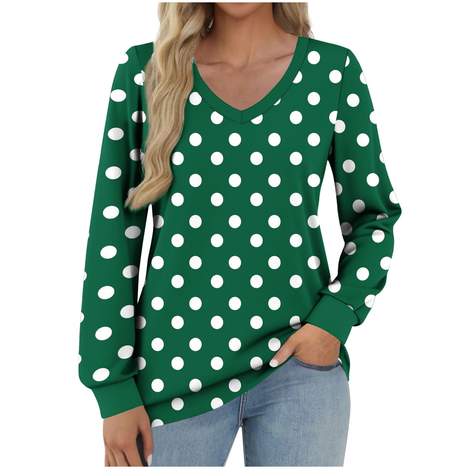 Diufon Long Sleeve Tops for Women Dressy Casual Loose V Neck Shirts ...