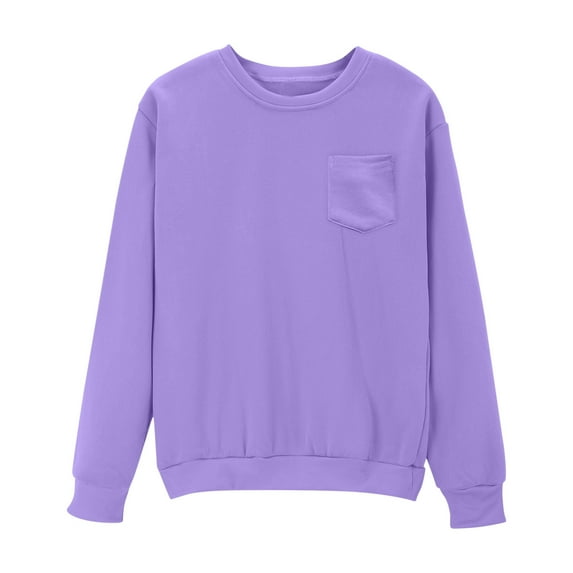 Diufon Sweatshirts for Women Long Sleeve Crewneck Pullover Casual Loose Fall Winter Solid Color Clothes with Pocket